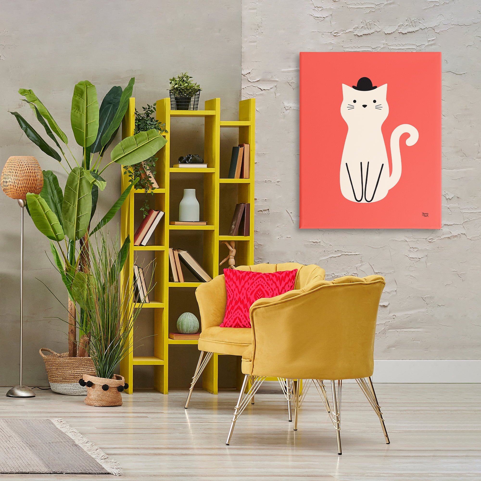 Stupell Industries Cat with Top Hat Animals Painting Wrapped Canvas Art Print Wall Art, 30 x 40