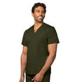 thumbnail image 2 of Adar Universal Unisex Scrub Set - Unisex V-Neck Scrub Top & Tapered Drawstring Scrub Pants - 907 - Olive - XXS, 2 of 7