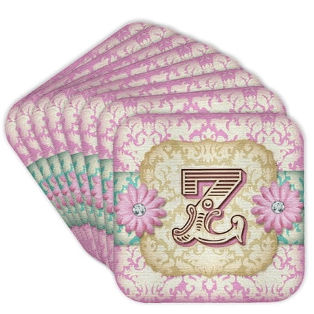 3drose, Pastel Mod Damask Monogram Initial Z, Set of 8 Coasters - Cork