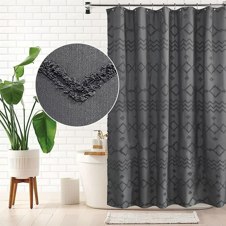 Seasonwood Grey Shower Curtain Boho Woven Modern Farmhouse Fabric Shower  Curtain 72 x 72 Grey 