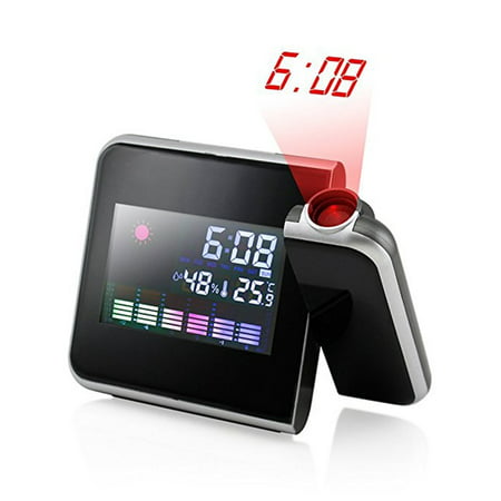 Projection Digital Weather LCD Snooze Alarm Clock Color Display w/ LED