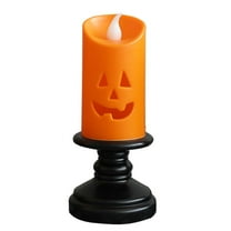 Pumpkin Candle Light LED - Orange Flameless Candles for Halloween Decor, Battery Operated Table Centerpieces with Realistic Flickering Flame Effect, Indoor Outdoor Festival Party Decoration Lights