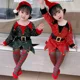 thumbnail image 1 of Nuevo disfraz de Navidad para niños, niñas, Papá Noel, elfo verde, trajes rojos, ropa de vestir para niños con sombrero, regalo de fiesta de Navidad, 1 of 1