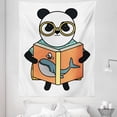 thumbnail image 1 of Bears Tapestry, Panda with Glasses Reading a Book About Whales Knowledge Illustration, Fabric Wall Hanging Decor for Bedroom Living Room Dorm, 5 Sizes, White Dark Peach, by Ambesonne, 1 of 1