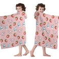 thumbnail image 4 of Pink Cow Milk Strawberry Pattern Hooded Bath Towel，60"x35" for Ages 3 To 12 Kids, Quick Dry Lightweight Soft Microfiber Hood Beach Towel Cover Up for Kids, 4 of 7