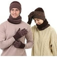 thumbnail image 2 of FREEYOKA Winter Unisex Beanie Hat Scarf Touchscreen Gloves Set, Beanie Gloves Neck Warmer Set with Warm Knit Fleece Lined (Coffee), 2 of 5