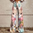 thumbnail image 2 of YUANGUANST Womens Dress Pants Women's Easter Bunny Egg Print Plus Size Wide Leg Pants Business Work Casual Pants, 2 of 4