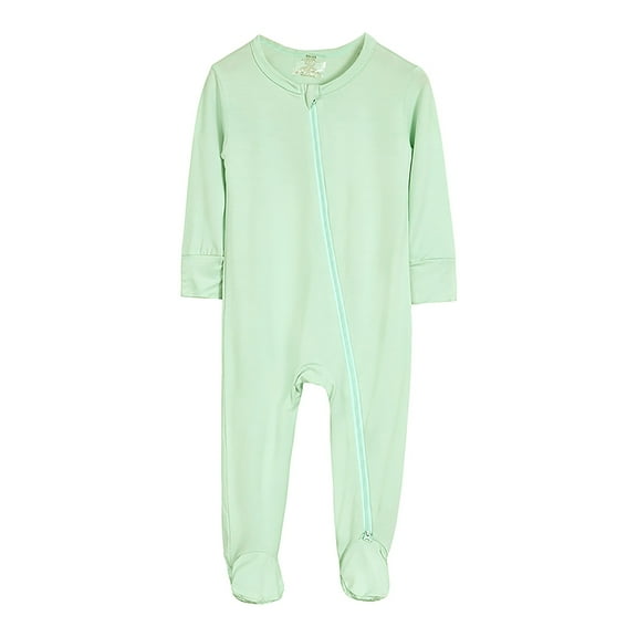 Gibobby Unisex Newborn Baby Romper Ribbed Onesie Infant Long/Short Sleeve Jumpsuit(Light Green,6-12 Months)