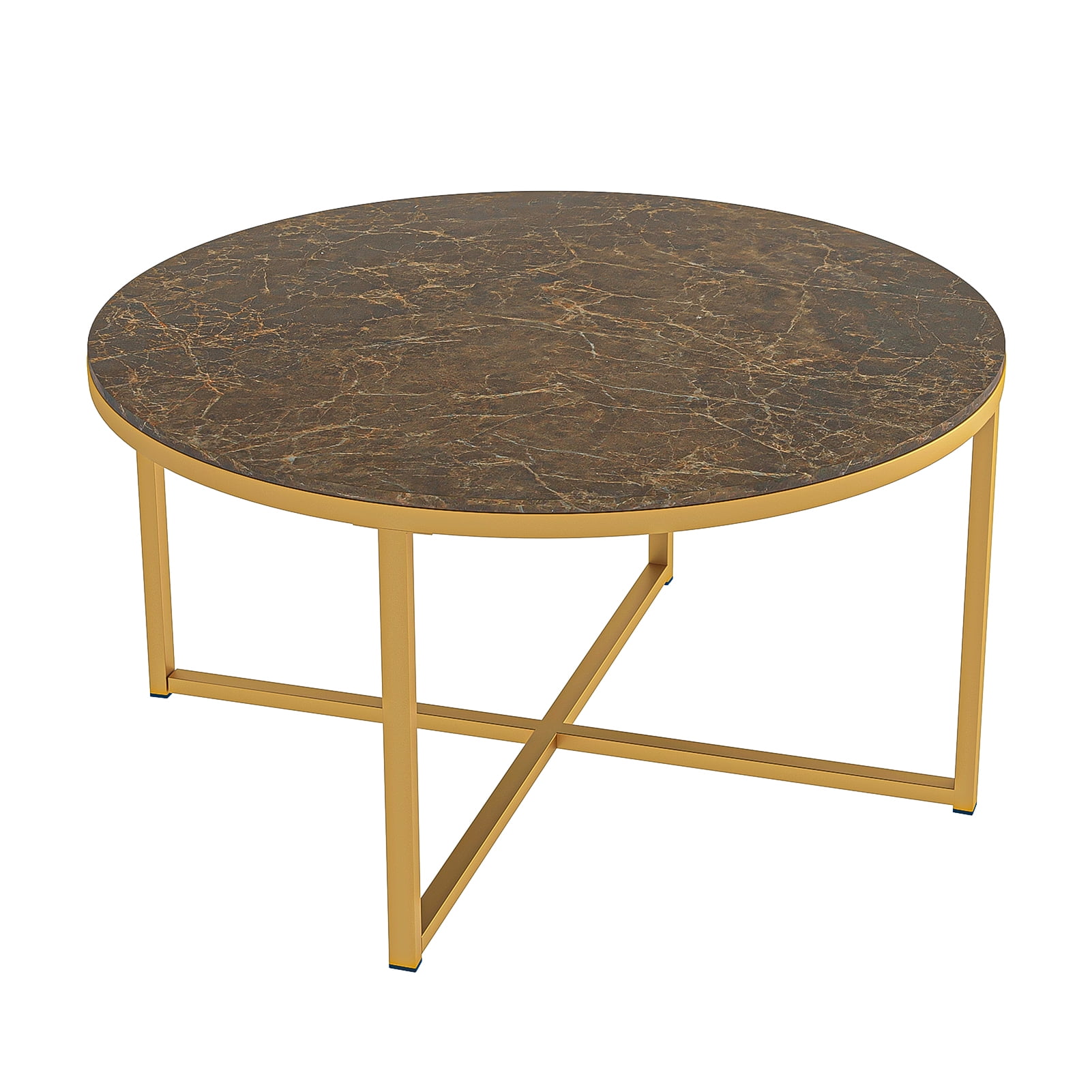 Kepooman Round Wood Coffee Table with Metal Legs, Small Round Coffee Table Short Table, 31.50" X 31.50" Kepooman Round Wood Coffee Table with Metal Legs, Small Round Coffee Table Short Table, 31.50" X 31.50"