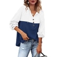 thumbnail image 2 of Women Casual Hooded Two Color Splicing Printing Drawstring Long Sleeves Button Sweatshirt Hoodie Top, 2 of 6