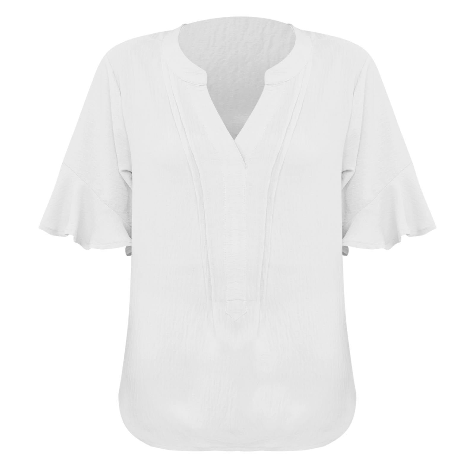 Vedolay Shein Tops For Women Womens Tops 2023 Summer Short Sleeve T shirt Casual Dressy Blouses to Wear with Leggings,White XXL