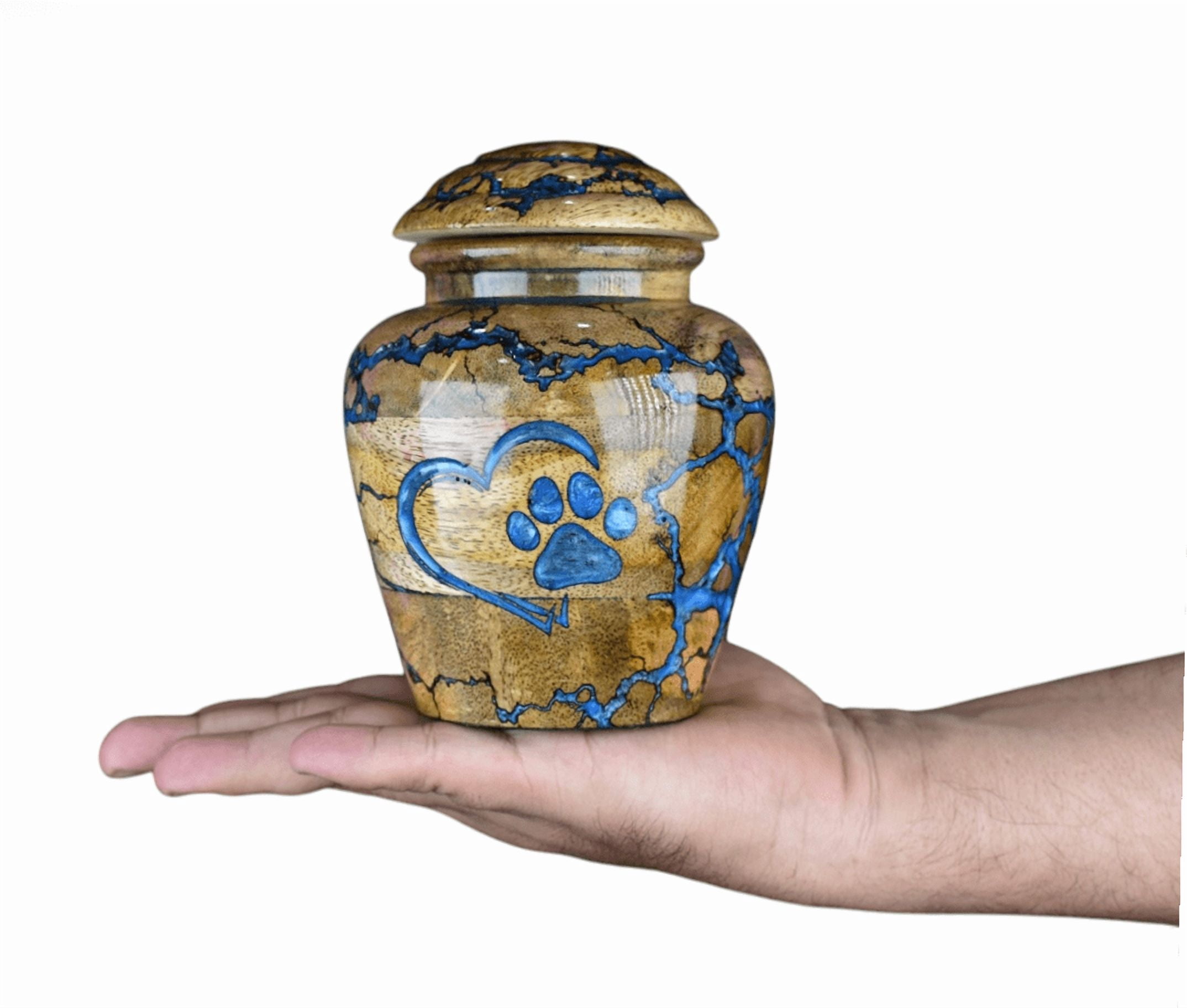 Wooden Cremation Urn For Pets Ashes - Resin Urn Box For Dog Ashes Urn For Cats Ashes Urn - Handmade