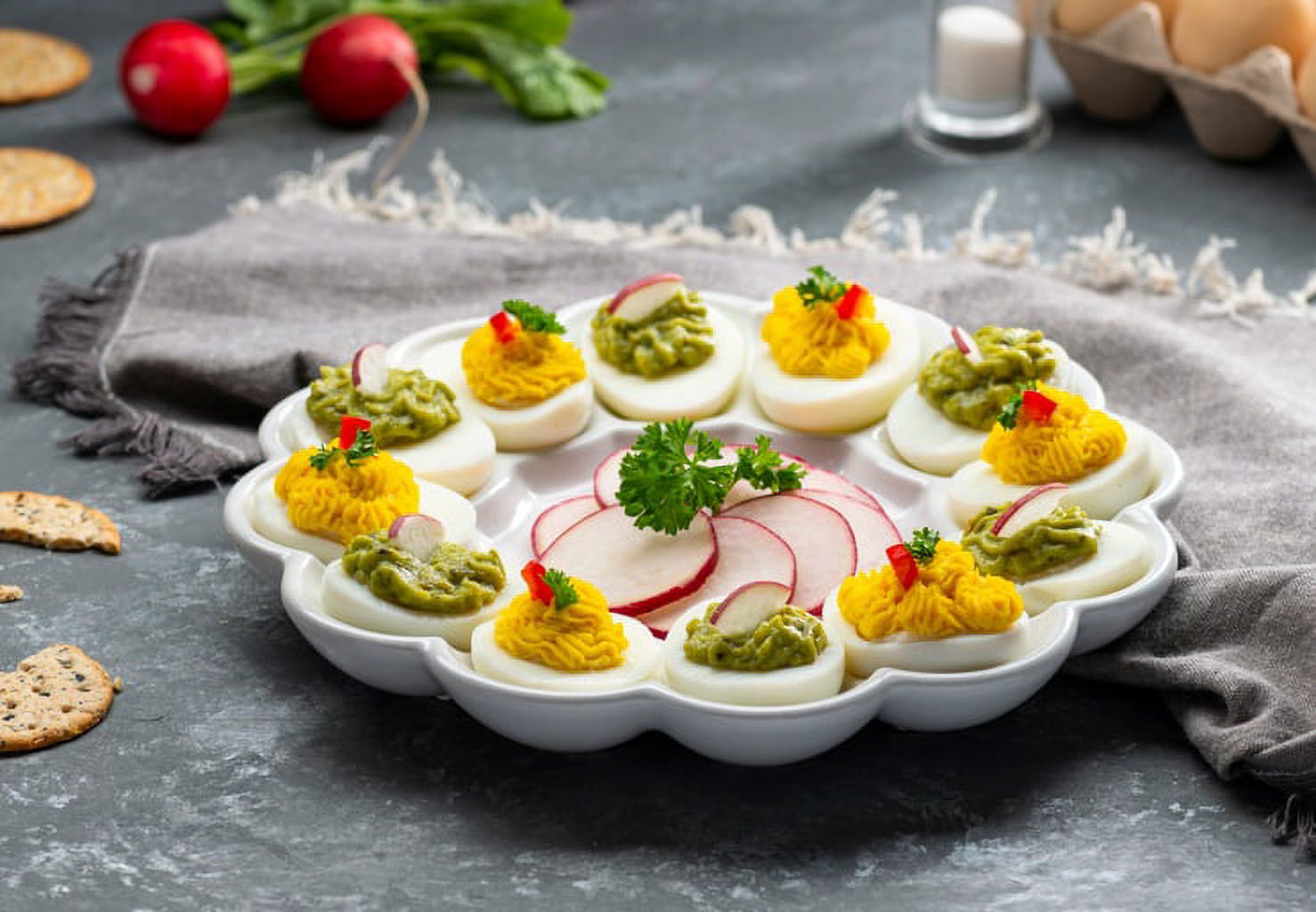 Kook Deviled Egg Tray, White Ceramic, Holds 12 Eggs - image 2 of 5