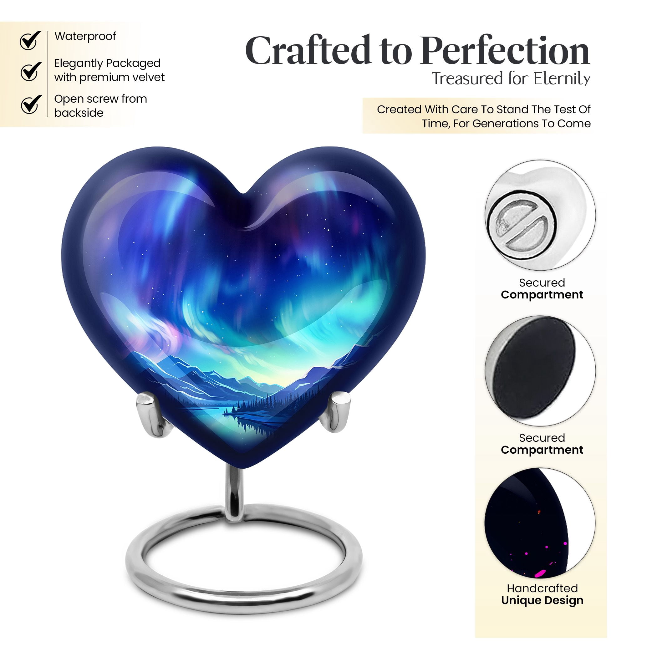 River Heart Urns For Human Ashes Keepsake - Urns For Human Ashes Adult Female Mom - Cremation Urn For Adults - Mini Urns For Ashes Heart - Urn For Ashes For Men - Remains Urn (Size - 3inch, 1pcs)