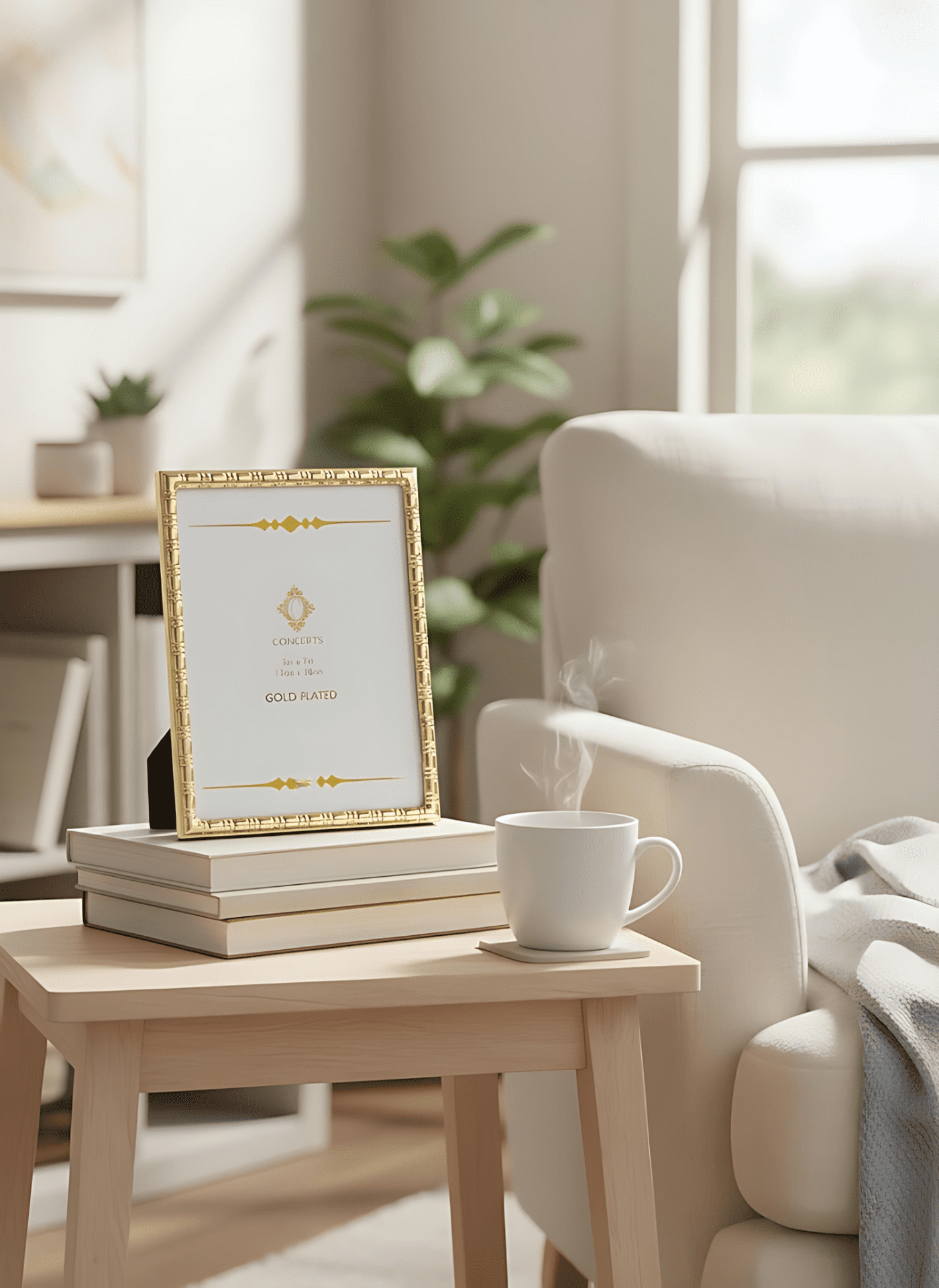 Concepts Set of 4 - 4x6 Gold Bamboo Textured Metal Picture Frames, Family Photo Frames, Elegant Tabletop & Wallhung Decor - bulk pack