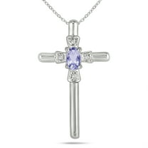 SZUL Women's Tanzanite and Diamond Cross Pendant 10K White Gold