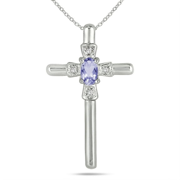 SZUL Women's Tanzanite and Diamond Cross Pendant 10K White Gold
