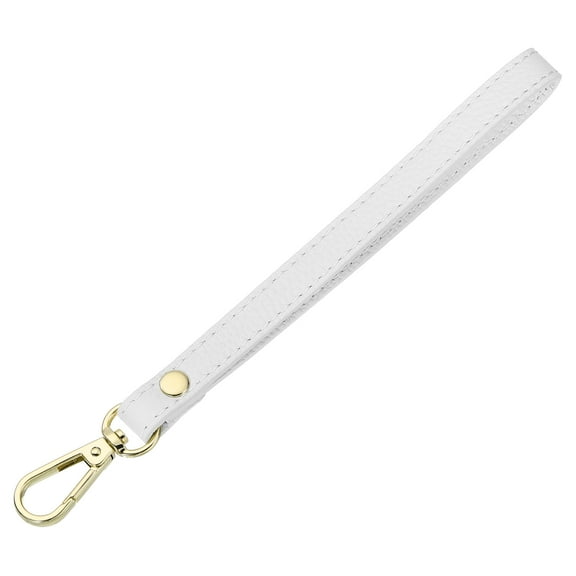 Uxcell Leather Wristlet Strap for Purse, Clutch, Wallet, Keychain Bag DIY (White Leather, Gold Clasp)