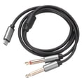 thumbnail image 1 of Cable de medios Uxcell USB C a 1/4" pulgadas de 3.3Ft negro, divisor de cable auxiliar estéreo dual tipo C para laptop, 1 of 5