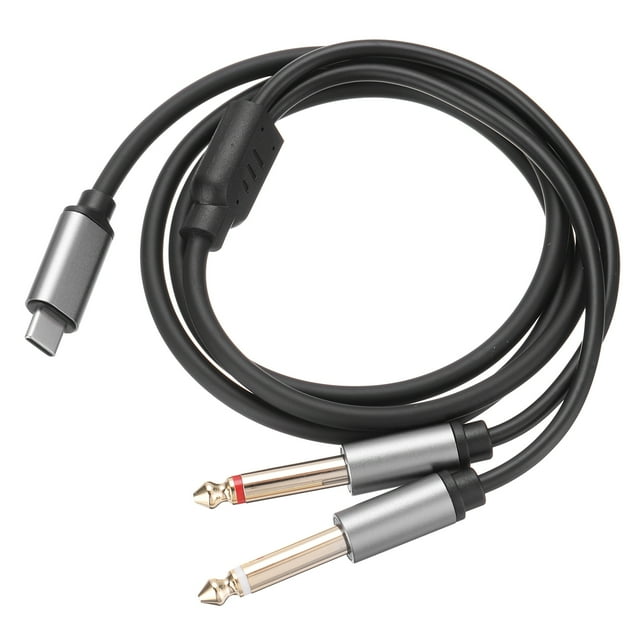Cable de medios Uxcell USB C a 1/4" pulgadas de 3.3Ft negro, divisor de cable auxiliar estéreo dual tipo C para laptop
