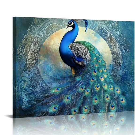 Patifu Peacock Wall Art - Colorful Peacock Paintings for Living Room, Ready To Hang Indoor art wall decoration home is suitable for living room, bedroom, office, dining room, Canvas painting 20x16in