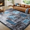 thumbnail image 2 of Washable 10x13 Large Area Rugs Geometric Floral Rugs Aesthetic Carpet Non Slip Accent Carpet Low Pile Non-Shedding Throw Carpet Grey, 2 of 9