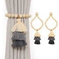 thumbnail image 2 of 2pcs Wooden Bead Curtain Tiebacks, Magnetic Curtain Tiebacks, Boho Curtain Tiebacks, Farmhouse Curtain Tiebacks, Curtain Tie Backs for Home Wall Holiday Decoration Gray, 2 of 9