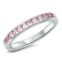 CHOOSE YOUR COLOR Women's Stackable Pink CZ Wholesale Ring 925 Sterling Silver Band Female Size 7