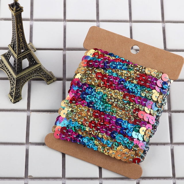 BUYISI Curtain Accessories Sequins Ribbon Paillette Ribbon PET Sparkle 10 Yards 14*10 Yardscard