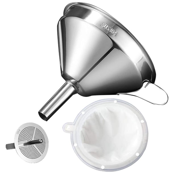 Bearachild Embudo de acero inoxidable FenKicyen 304, accesorios de cocina para embudo de agua y aceite, utensilios domésticos con filtros de colador, 1 Herramientas y accesorios para hornear Bearachild HA003890-00B