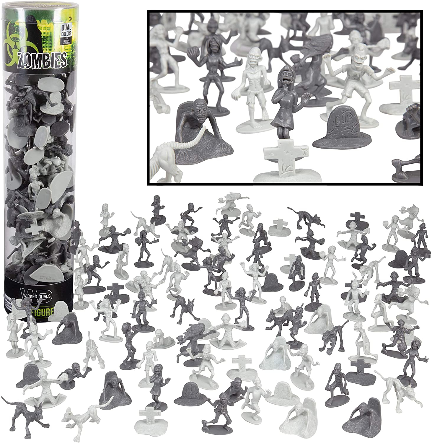 Hingfat Zombie Army Action Figure Toy Bucket, 100 Pieces