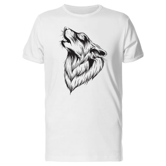 Howling Animal Wolf Portrait T-Shirt Men -Image by Shutterstock, Male Small