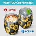 thumbnail image 4 of 12oz Stemless Wine Tumblers Black Sunflower Vacuum Insulated Stainless Steel Travel Tumbler Cups Mug with Lid and Straw for Champaign,Cocktail,Beer with Cleaning Brush, 4 of 5