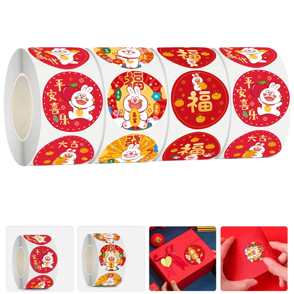 EXHUMKY New Year Holiday Stickers, Self-Adhesive Decorative Labels for Envelopes, Wrapping, and Party Supplies