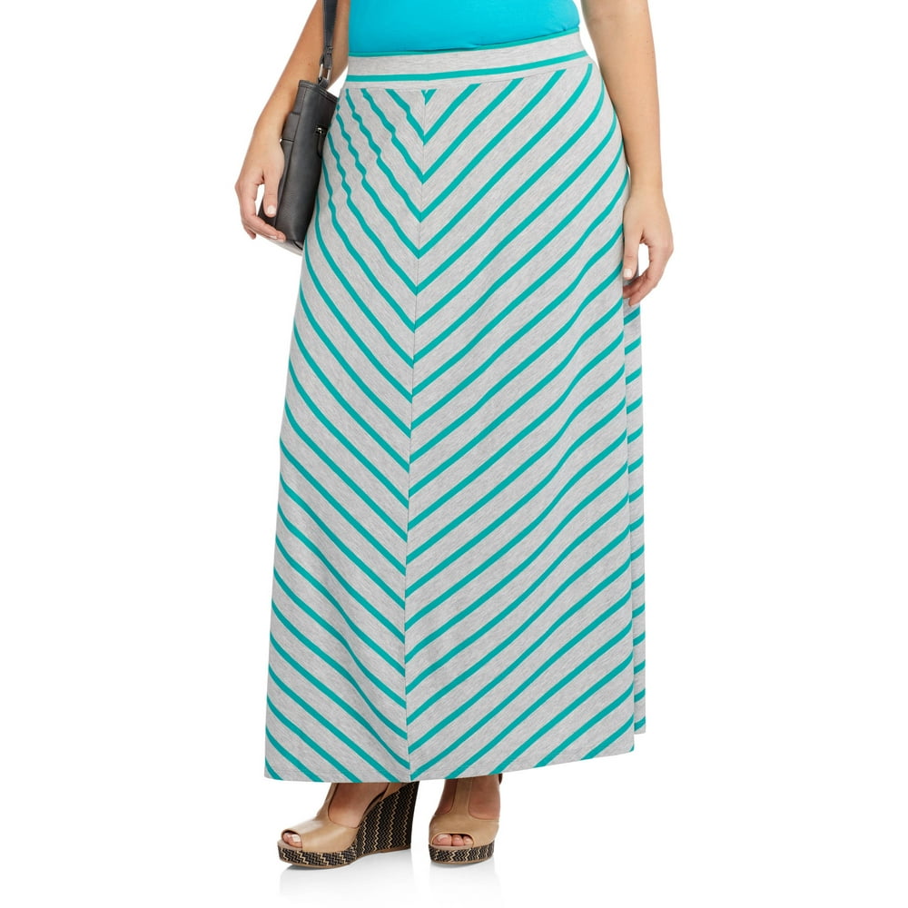 Faded Glory - Women's Plus-Size Essential Knit Maxi Skirt - Walmart.com ...