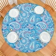 thumbnail image 2 of Vibrant Floral Print Boho Tablecloth with Elastic Edging, Perfect Fit for Round Tables 52-56 Inch, Washable for Home Use, 2 of 7