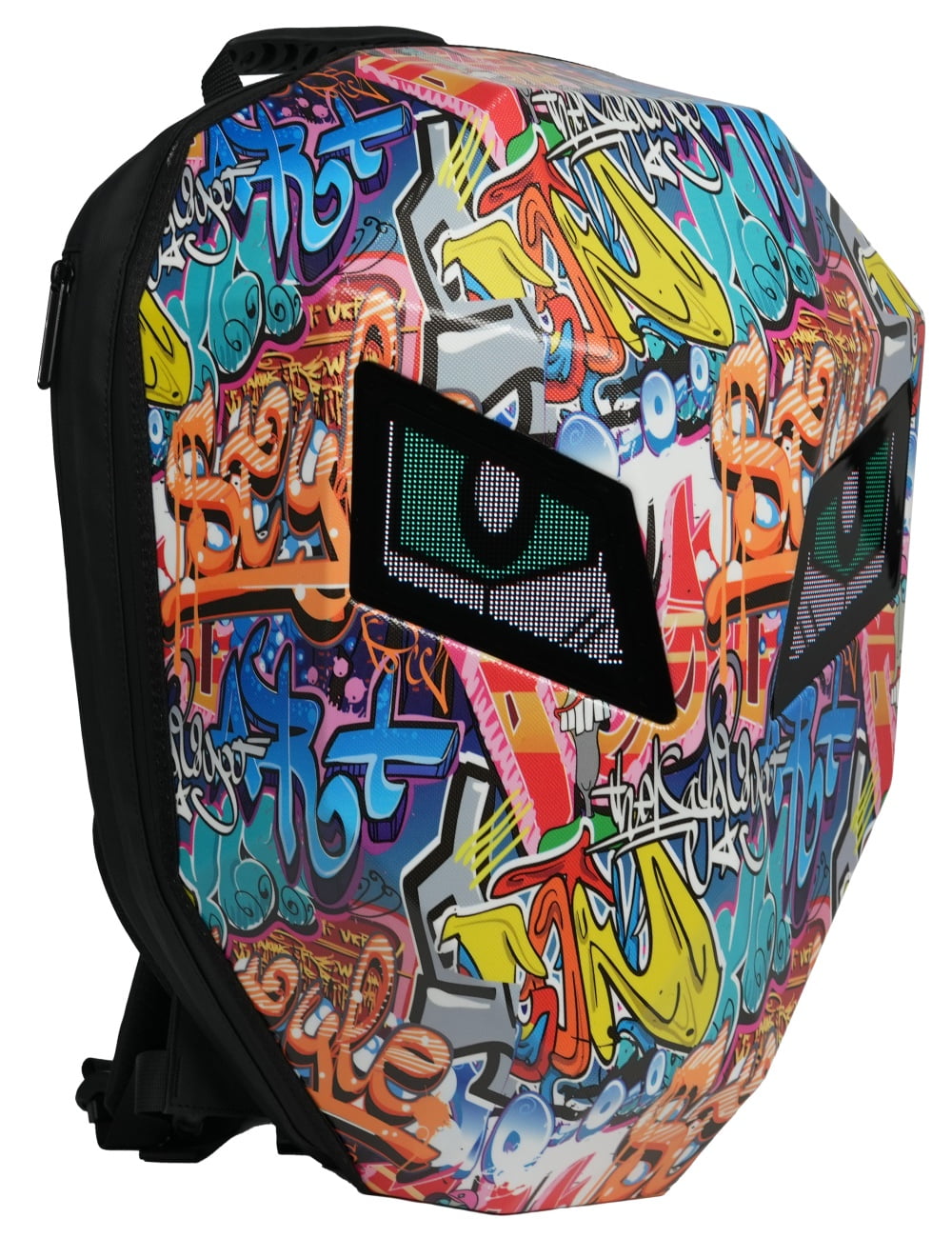 19" LED Backpack, Animated Digital Motorcycle Backpack with Programmable Moving Eyes, DIY Graffiti, Perfect Tech Gear