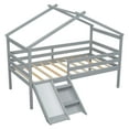 thumbnail image 4 of Aukfa Twin Low Loft Bed with Slide for Kids, Wood House Roof Bed Frame for Girls/Boys Bedroom, Gray, 4 of 8
