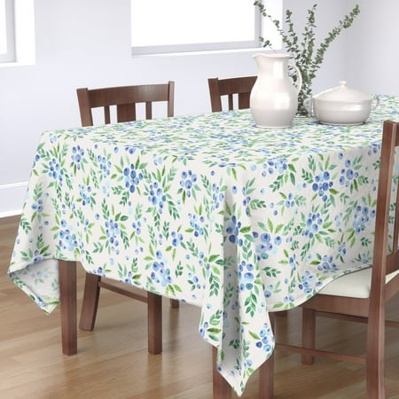 

Cotton Sateen Tablecloth 70 x 120 - Watercolor Blueberries Blueberry Hand Drawn Fruits Summer Blue Whimsical Print Custom Table Linens by Spoonflower