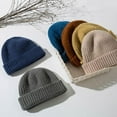 thumbnail image 4 of 2PCS Winter Men's Knit Cuffed Beanie Hat Wool Warm Cap Neutral Style Rib Knit Beanie Hat, 4 of 6