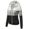thumbnail image 2 of Doublju 3 Color Block Fleece Basic Zip-Up Hoodie Jacket, 2 of 3