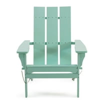 Gurekam Outdoor Contemporary Acacia Wood Foldable Adirondack Chair, Light Mint
