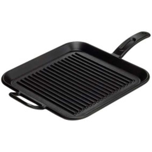 Lodge 12? Square Seasoned Cast Iron Griddle, P12SGR3, with assist