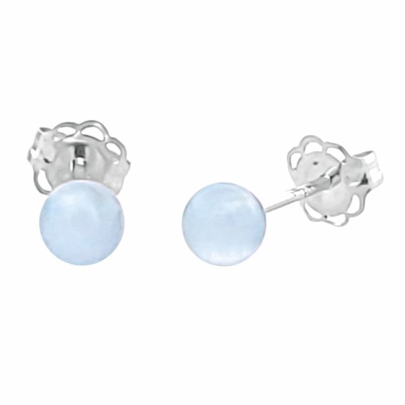 Trustmark 04mm Aquamarine Ball Stud Earrings 14K White Gold