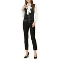 thumbnail image 2 of INSPIRE CHIC Women's Plaid Casual Contrast Color Long Sleeve Bow Tie Neck Blouse, 2 of 6