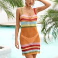 thumbnail image 1 of Vestido calado de punto sin mangas, vestido de Bikini de playa de moda sin espalda con retazos de rayas coloridas para verano, 1 of 8