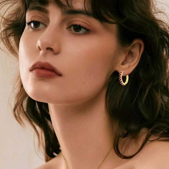 Lightweight Big Hoop Earrings for Women Colorful Zircon Earrings Fashion Zircon Women's Earrings 14K Gold Plated Flat Back Cartilage Earrings for Women Men Clearance Sale