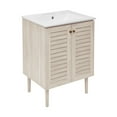 thumbnail image 3 of Bron 24" Freestanding Bathroom Vanity in White Oak with 3-Hole Centerset Sink Top, 3 of 7