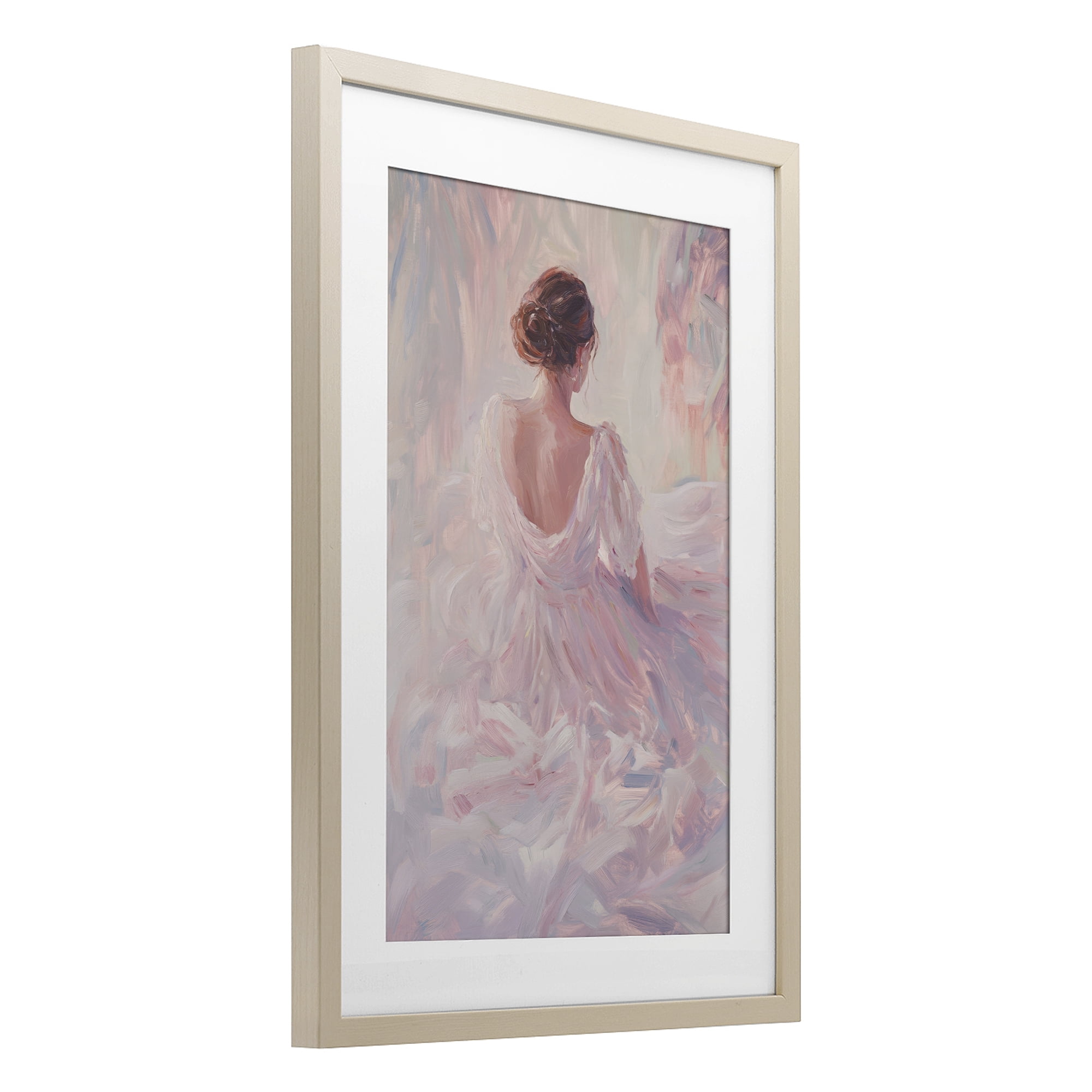 Stupell Industries Graceful Woman in Blush Gown Birch Framed Print Under Glass, design by Petal Prints Design