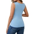 thumbnail image 3 of Camiseta básica sin mangas de maternidad con fruncido cruzado para mujeres, 2 paquetes, Día de las Madres, tops de lactancia en negro y azul, talla X-Large, 3 of 6